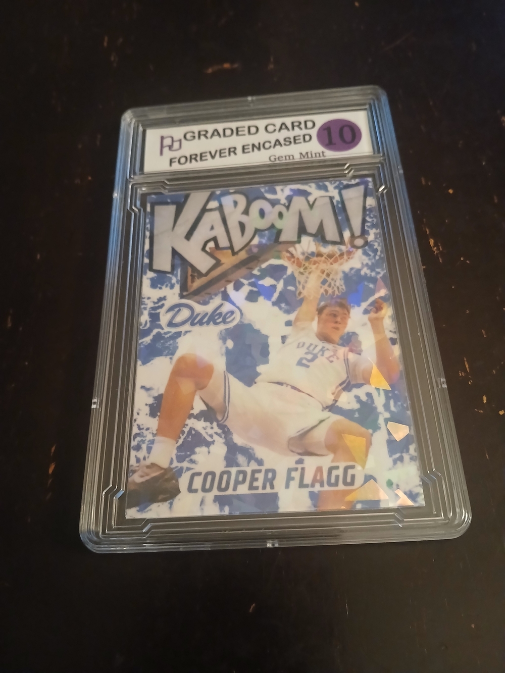 Kaboom! Cooper Flagg Rookie Cracked Ice Refractor Duke Basketball Card Graded 10